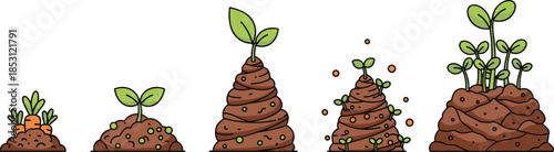 Plant growth stages illustration showing seed sprout seedling and mature plant development cycle isolated on white background gardening concept