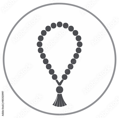 Islamic tasbih prayer beads simple vector icon for religious worship