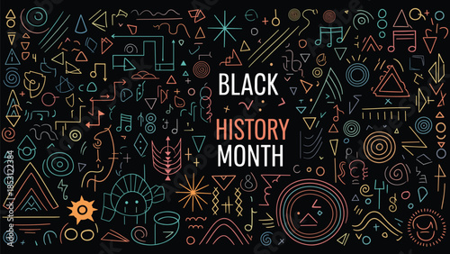 Black History Month Abstract Pattern Set – Modern African Culture Line Art