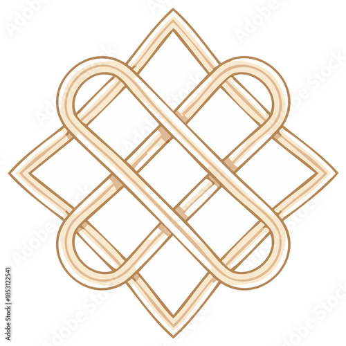 Intricate geometric knot pattern design with interwoven diamond shapes and rounded corners