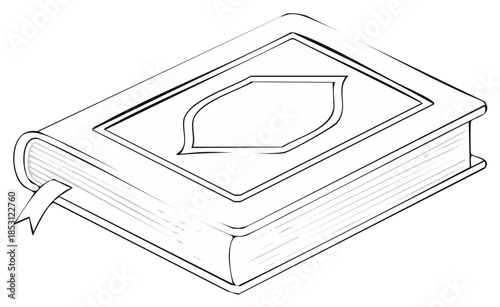 Islamic book illustration with elegant outline design concept, perfect for digital art, and graphic design
