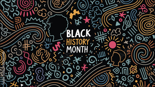 Black History Month Abstract Pattern Set – Modern African Culture Line Art