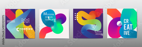 set of colorful modern design templates for covers