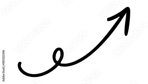 手書きのくるくる矢印 上向き 上昇