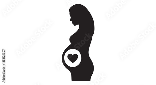 Silhouette of a pregnant woman with a girl and a woman vector illustration