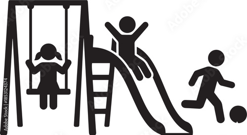 Silhouettes of a man woman and girl standing together in black vector illustration