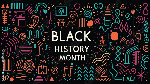 Black History Month Abstract Pattern Set – Modern African Culture Line Art