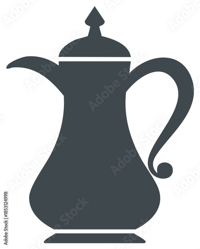 Minimalist graphic of a traditional Arabic coffee pot