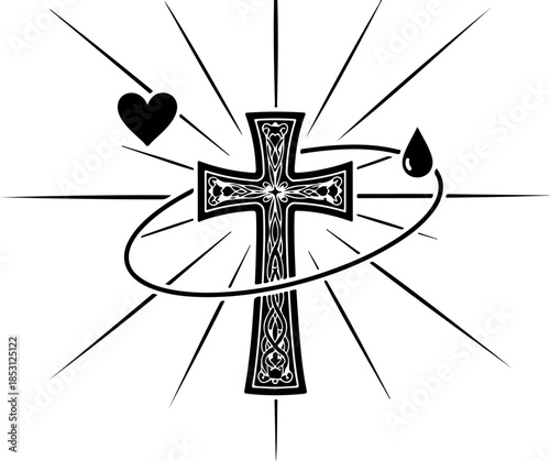 Christian Cross with Draped Cloth