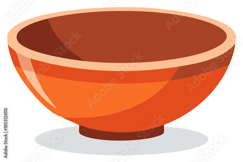 Orange bowl with shadow, illustration, isolated object, vector design, modern art style