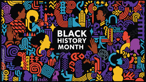 Black History Month Abstract Pattern Set – Modern African Culture Line Art