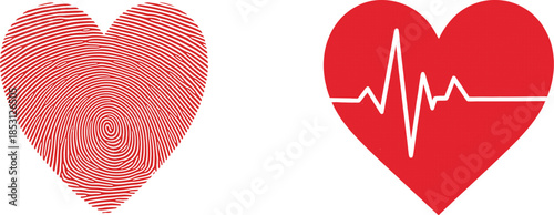 Dual heart symbols illustrating love and medical health with an electrocardiogram