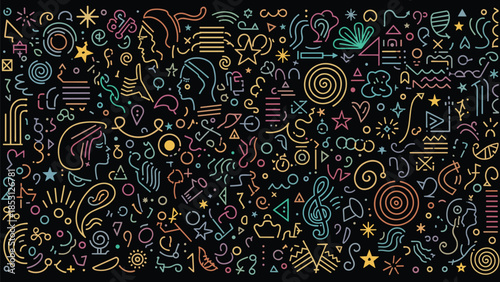 Black History Month Abstract Pattern Set – Modern African Culture Line Art