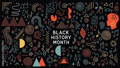 Black History Month Abstract Pattern Set – Modern African Culture Line Art
