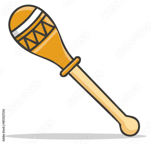 Yellow Maraca Shaker Percussion Instrument Cartoon Vector Illustration Icon