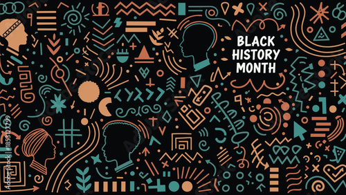 Black History Month Abstract Pattern Set – Modern African Culture Line Art