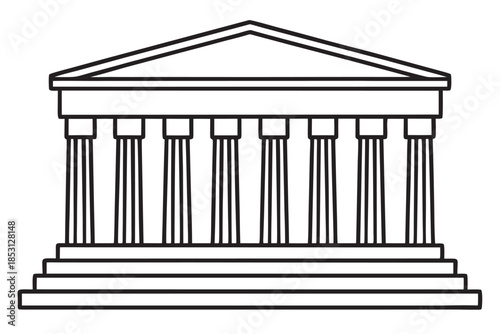 Detailed Parthenon Temple Vector Illustration with Stairs, Emphasizing its Grandeur and Ancient Architectural Beauty
