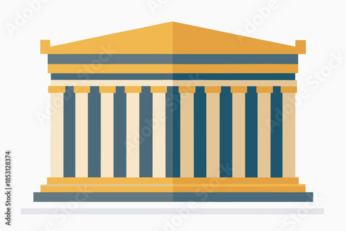 Detailed Stone Carving Style Parthenon Vector Illustration, Reflecting Ancient Greek Artistic Craftsmanship