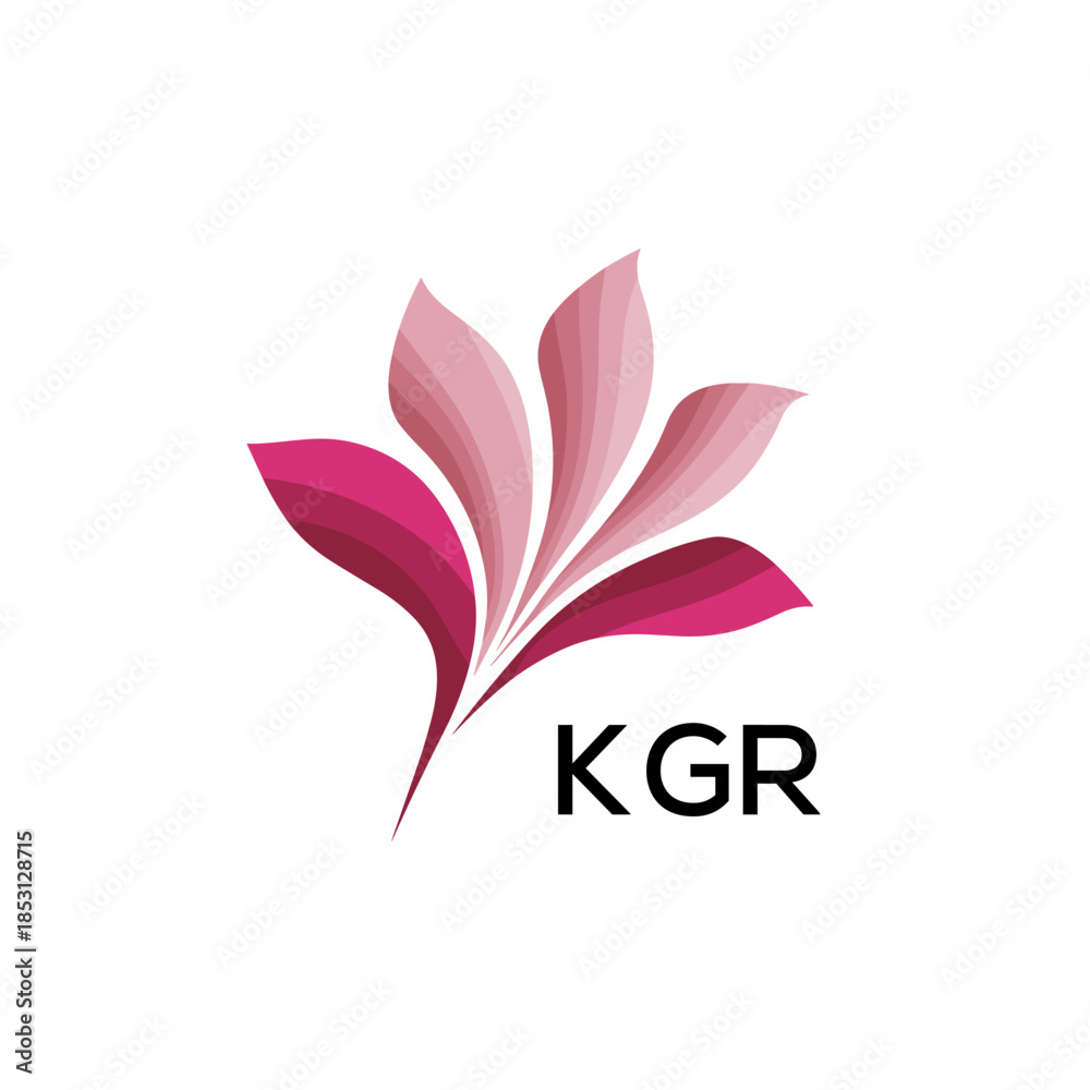 Fototapeta premium Modern Pink Leaf Logo Vector, KGR Later Logo, Gradient Petal Logo Concept, Creative Minimal Nature Logo, floral, abstract, logo, leaf, petal, pink, gradient, 