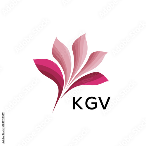  Modern Pink Leaf Logo Vector, KGV Later Logo, Gradient Petal Logo Concept, Creative Minimal Nature Logo, floral, abstract, logo, leaf, petal,  pink, gradient, 
