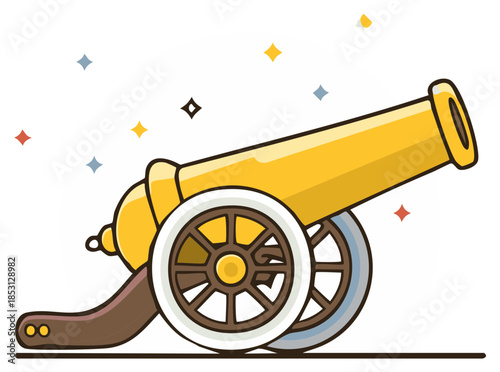 Cartoon Cannon Illustration with Sparkles