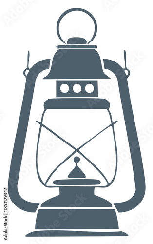 Vintage Style Oil Lantern Illustration Simple Icon Lamp Graphic Dark Blue