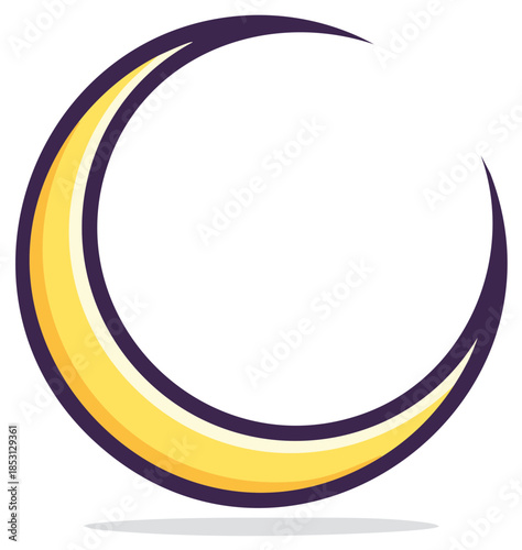 Stylized Crescent Moon with Gradient Yellow and Purple Outline