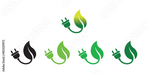 Eco-friendly power plug and leaf concept. Vector illustration