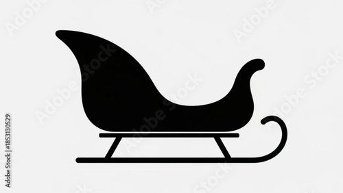Black silhouette of a traditional sleigh on a white background, perfect for christmas and winter themed designs and decorations