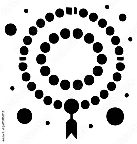 Prayer Beads Rosary Silhouette Icon Round Spiritual Devotion Minimalist Design