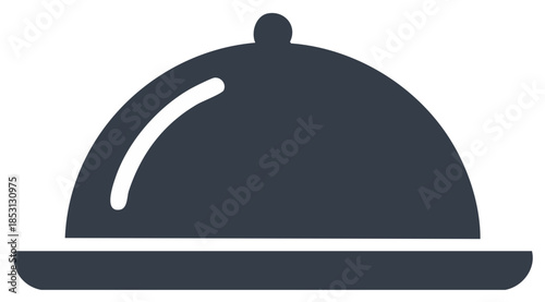 Food Serving Cloche Dome Plate Flat Graphic Icon for Restaurant Catering Menu Design