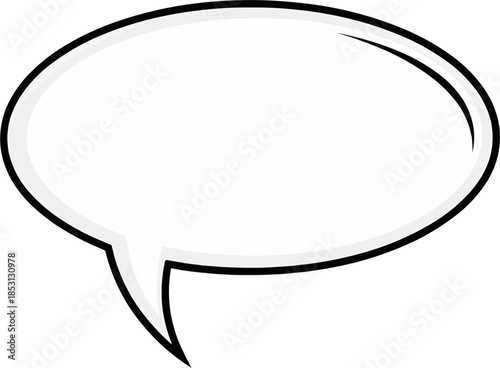 A classic oval speech bubble vector with a subtle shadow and thick border. Perfect for adding dialogue, thoughts, or callouts in comic books and marketing graphics.