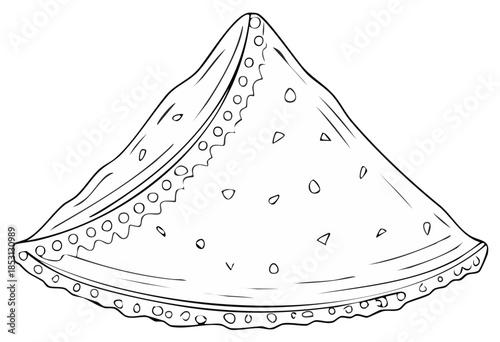Crepe illustration for coloring book page with decoration and fillings, black outline vector illustration of a pancake