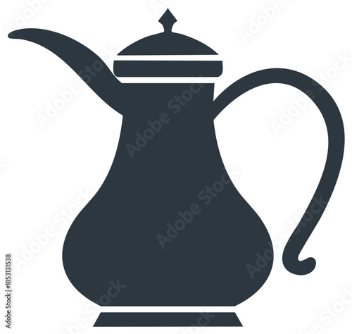 Minimalist dark gray teapot illustration, traditional design