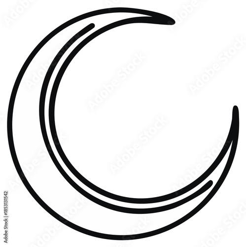 Minimalist crescent moon outline simple celestial symbol graphic art
