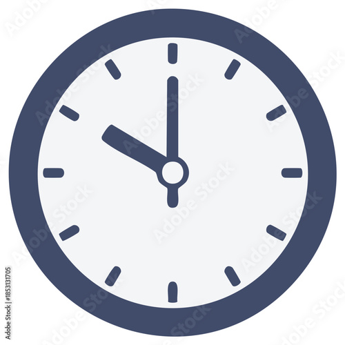 Modern flat design clock face icon with hands set to ten o'clock for time management schedule and business deadlines