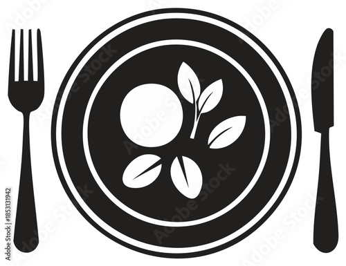Clean eating plate with fork and knife icons healthy food concept
