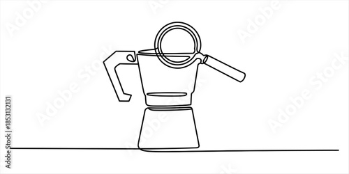 Continuous line drawing of a traditional stovetop moka pot for making coffee Vector, illustration