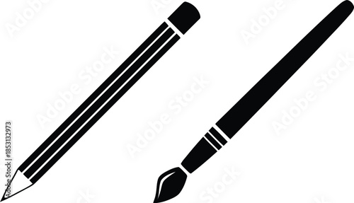 Pen Icon set, classic hand writing tool, pen logo silhouette, 