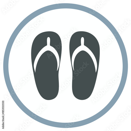 Simple Flip Flop Sandals Icon in a Circle Vector Illustration for Summer and Vacation