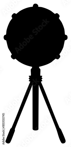 Silhouette of a Mounted Drum on Stand Against White, Musical Instrument, Percussion, Rhythm