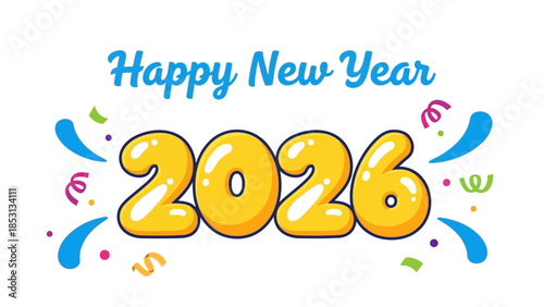 Vibrant New Year's Celebration with Confetti and Decorations