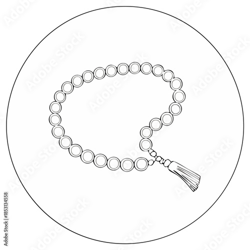 Hand Drawn Rosary Beads with Tassel for Meditation Prayer Beads Icon