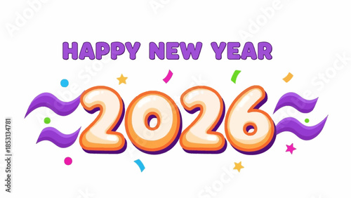 Vibrant celebration of New Year 2026 with colorful decorations and festive atmosphere.