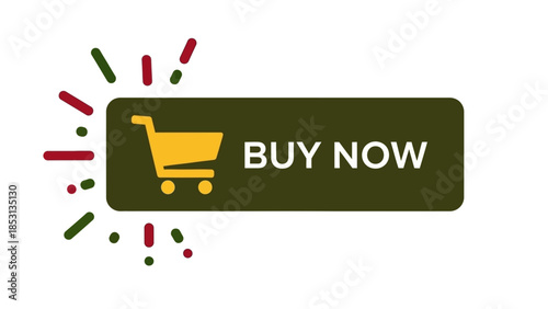 Online shopping cart icon surrounded by festive elements on a white background