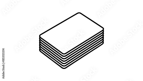 Stack of cards icon – outline vector with isometric perspective