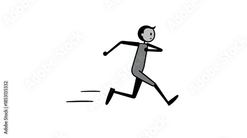 Vector illustration of a black silhouette of a running man and woman athlete in a high speed action race for sports fitness and business competition