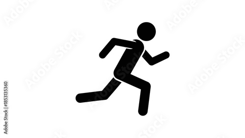 A professional vector illustration of a running man silhouette and athlete icon sprinting in a fitness competition, representing a person engaged in sport exercise and business race movement