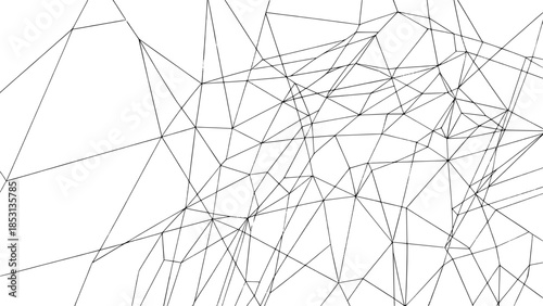 Abstract grayscale line network in vector form (wireframe geometric mesh)