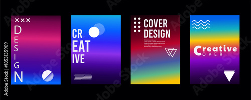 set of colorful gradient backgrounds with creative cover design templates